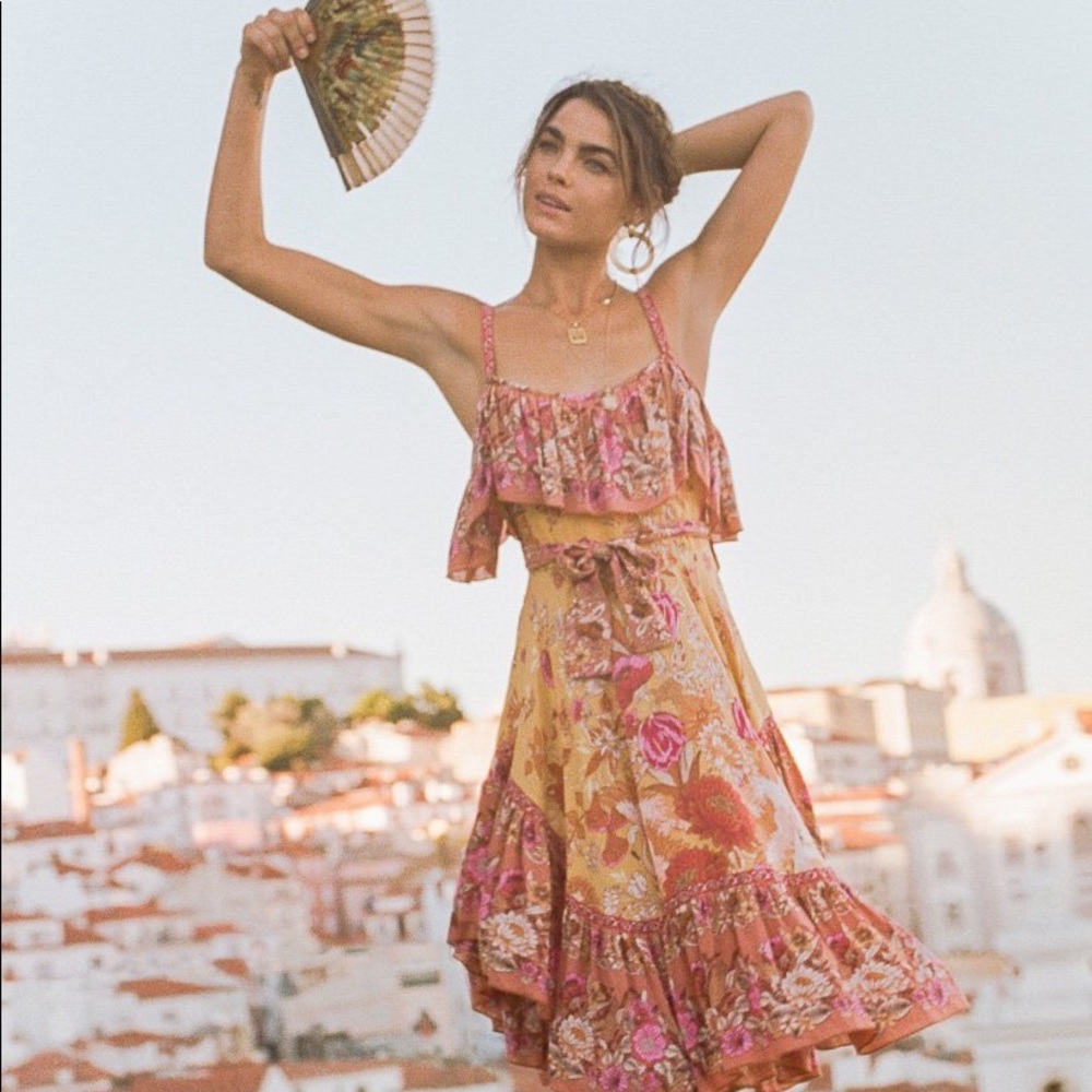 Spell Siren Song Strappy Dress Marigold Yellow
